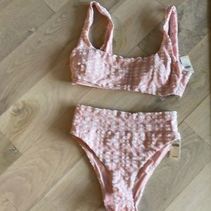 AERIE GINGHAM BIKINI- size MEDIUM TOP and Size XS high rise bottom